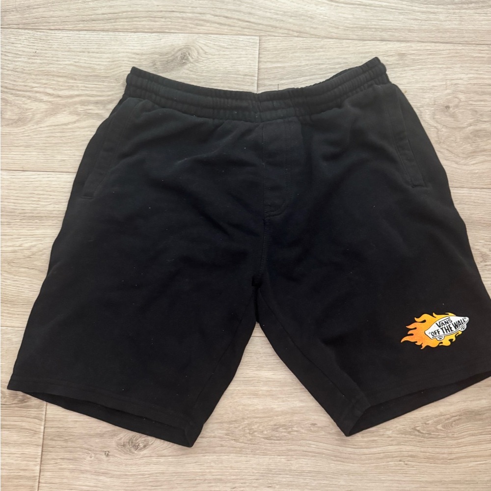 Vans Black Athletic Shorts with Flame Logo